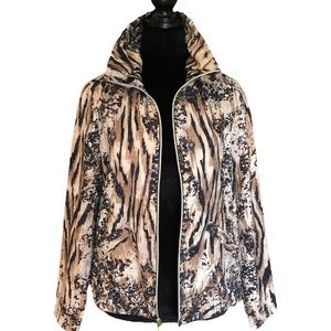 Zenergy by Chico’s jacket mixed animal print, full zip, wide elastic waistband